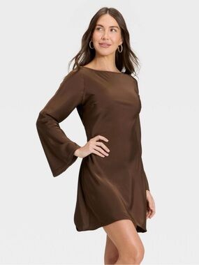 A New Day - Women’s Twist Back Mini Dress, Brown, Size M, NWT!